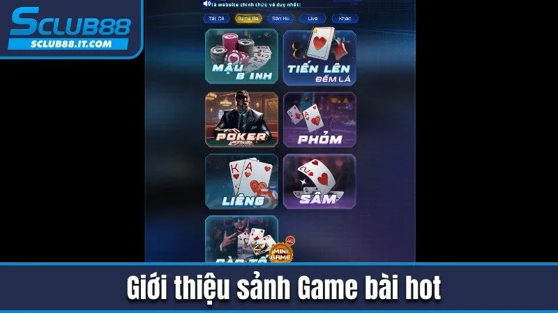 Sclub88 – Nhà Cái Cá Cược Trực Tuyến Uy Tín Số 1 Việt Nam 2025 {revistafides.com} 170 Giới thiệu sảnh Game bài hot